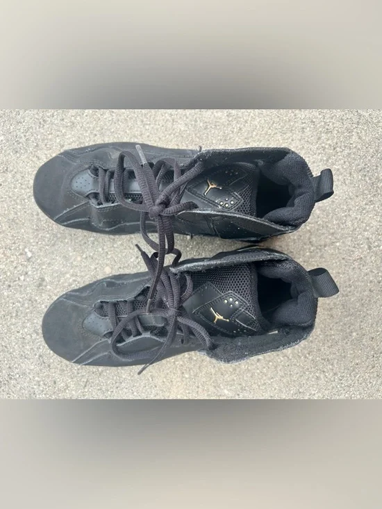 JORDAN Kids Black High-Top Sneakers with Gold Accents - Picture 4 of 5